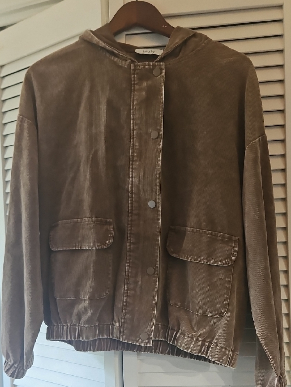 Corduroy Hooded Jacket in Brown - Woman's Casual Coat